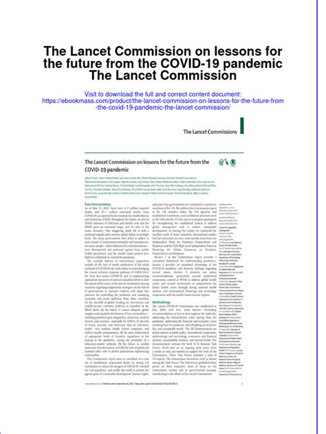 fatal lessons in this pandemic|The Lancet Commission on lessons for the future from .